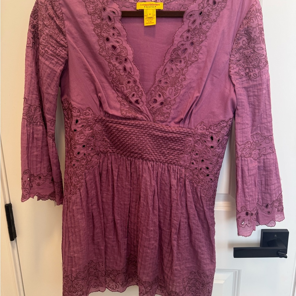 Catherine Malandrino Purple Eyelet Tunic with lacy trim